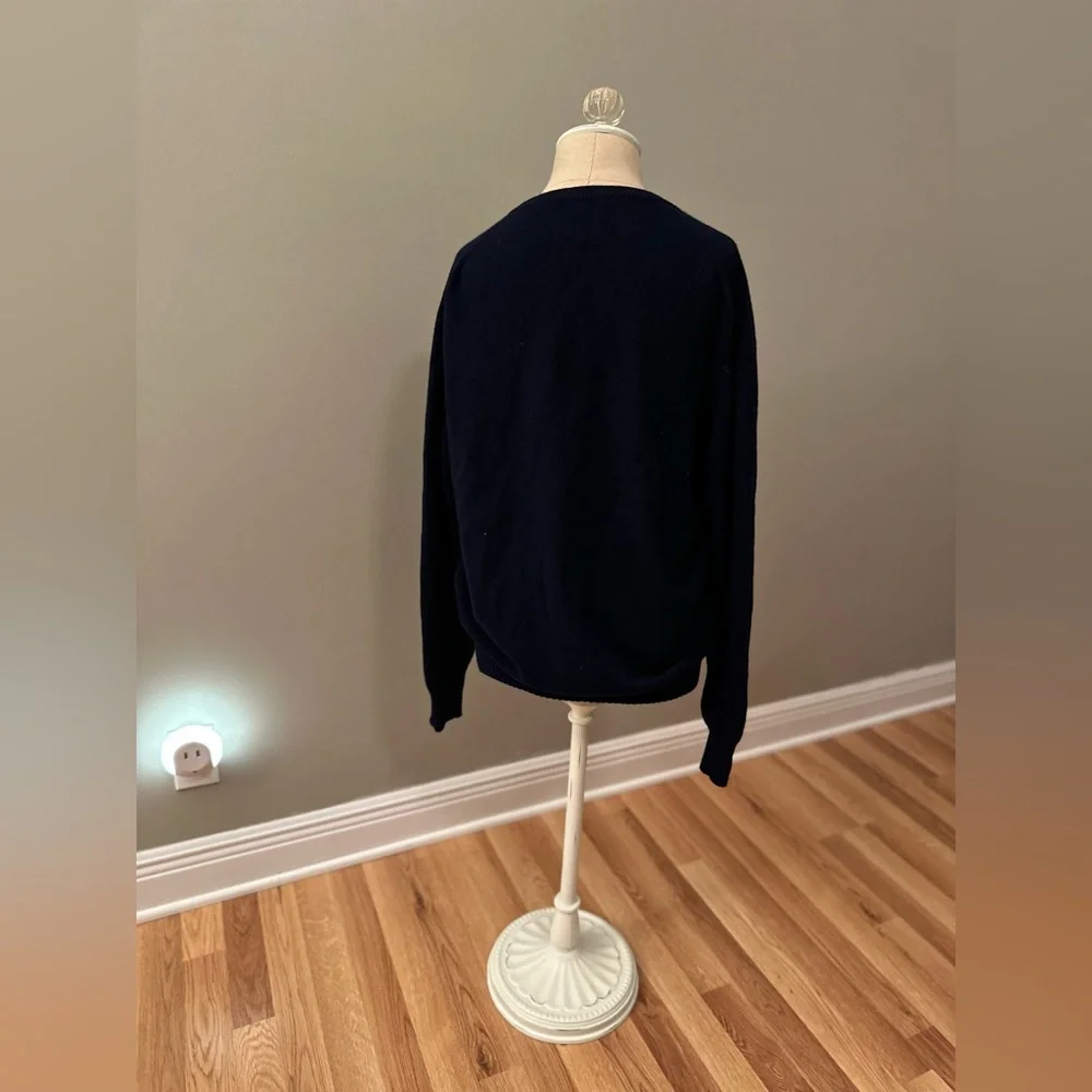 VTG CASHMERE MENS NEIMAN MARCUS PULLOVER V-NECK NAVY SWEATER - Picture 3 of 6